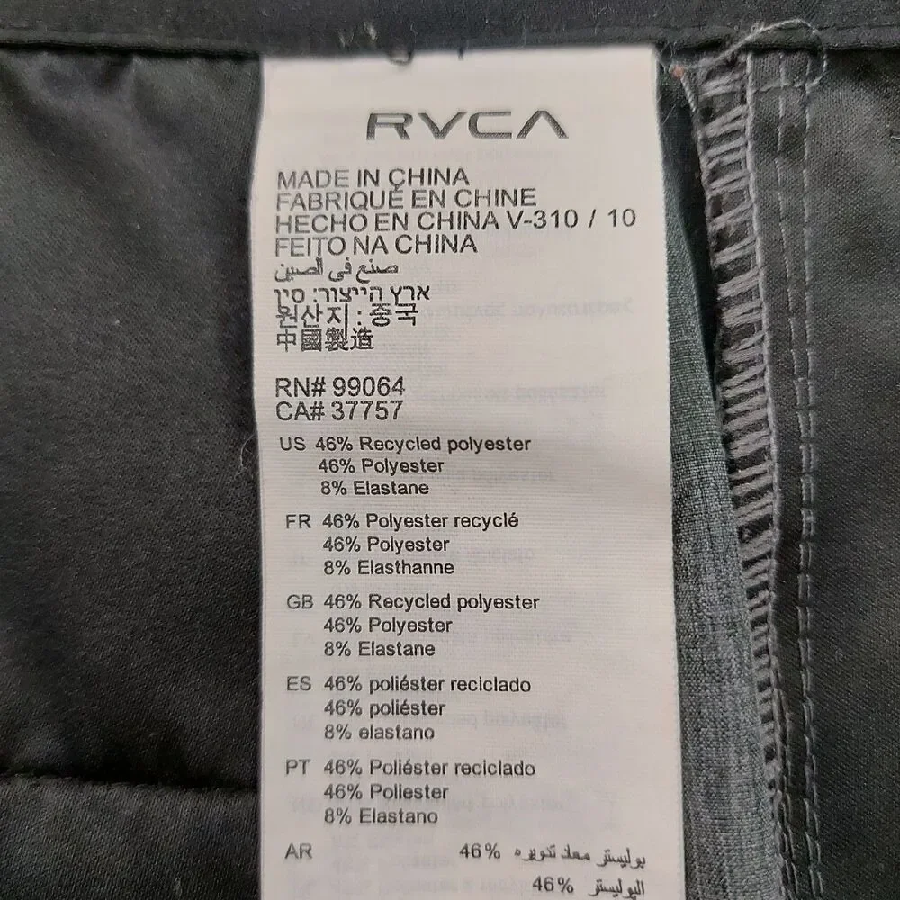 RVCA VA Shorts Mens 32 Gray Hybrid Flat Front Lightweight Stretch Surf Skate